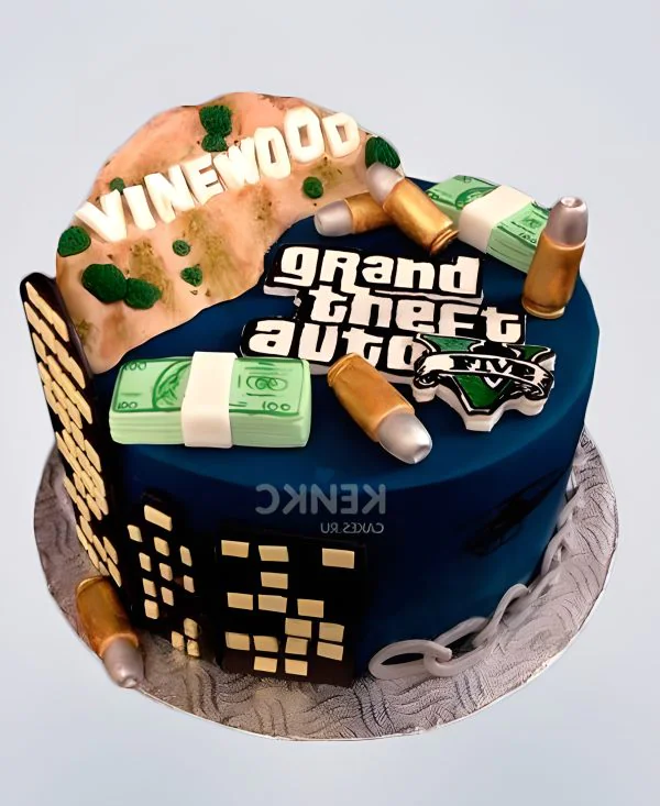 Торт с логотипом GTA и деньгами Торт с логотипом GTA и деньгами Фото