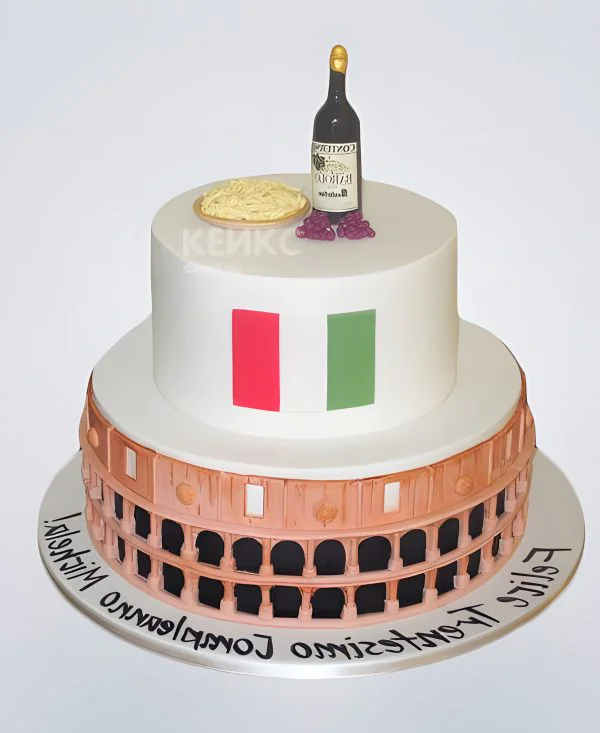 Торт в Итальянском стиле с флагом Фото