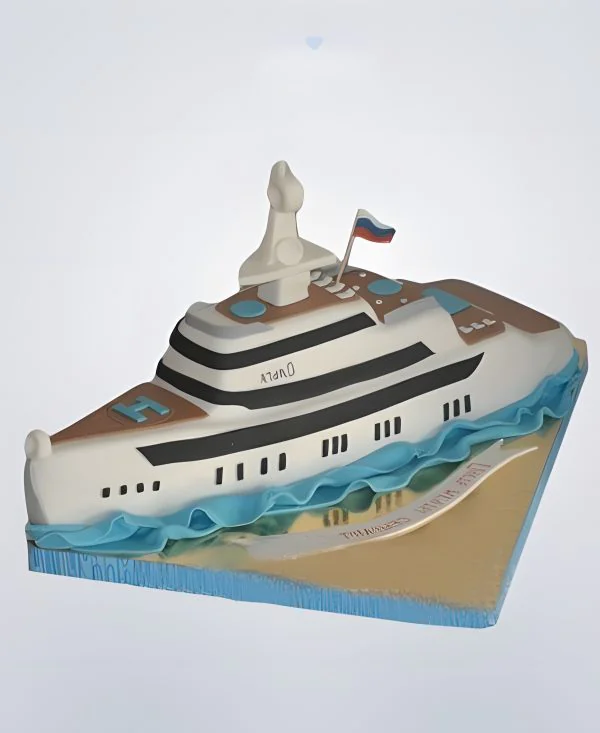 Торт в виде яхты на волнах Торт в виде яхты на волнах Фото