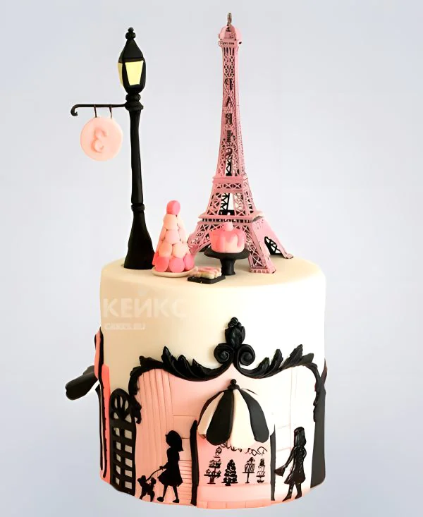 Торт Эйфелева башня с черным фонарем Торт Эйфелева башня с черным фонарем Фото