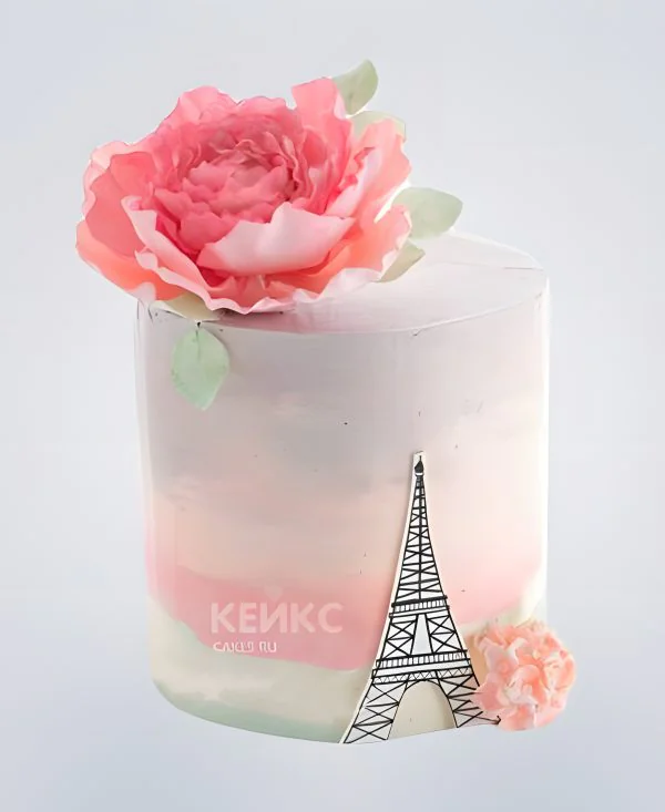 Торт с Эйфелевой башней и цветком Торт с Эйфелевой башней и цветком Фото
