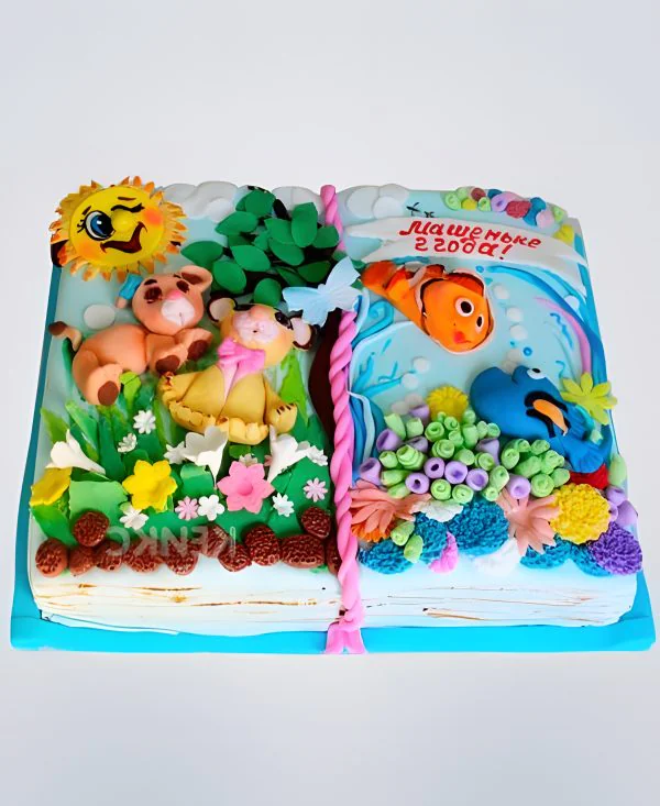 Торт в виде открытой книги с картинками Фото