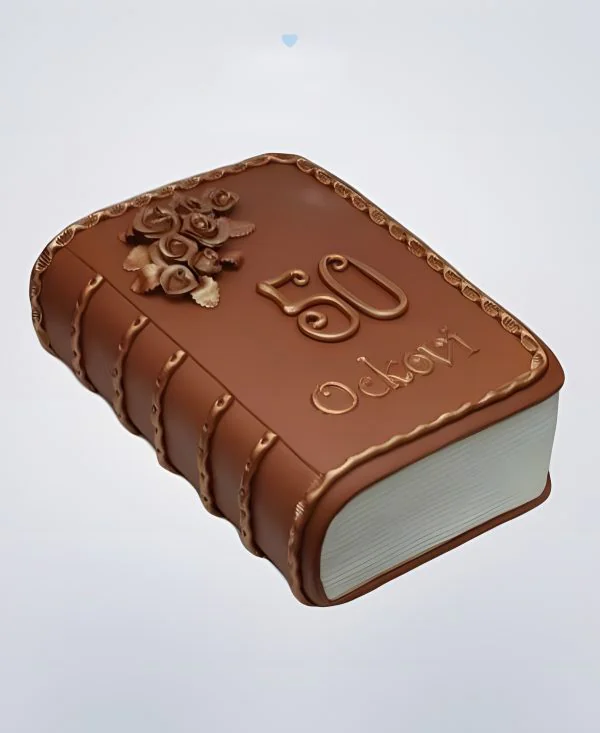 Торт с коричневой обложкой и шоколадными цветами Фото