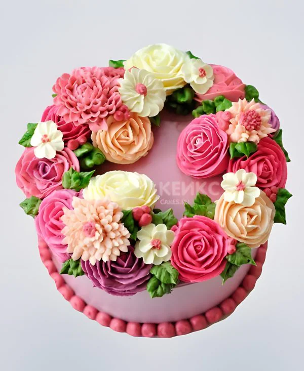 Цветочный торт в Корейском стиле в фиолетовом цвете Цветочный торт в Корейском стиле в фиолетовом цвете Фото