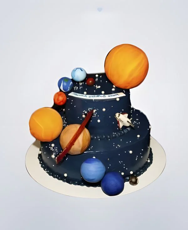 Торт на день рождения ребенку в стиле Космос Фото