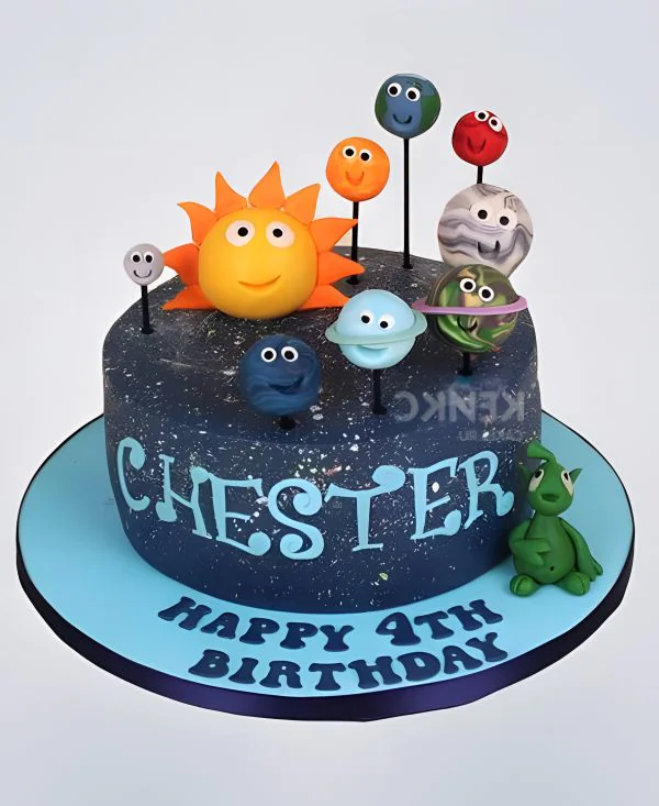 Прикольный торт с космическими планетами Фото