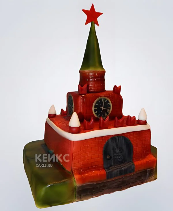 Двухъярусный торт в виде Кремля Фото