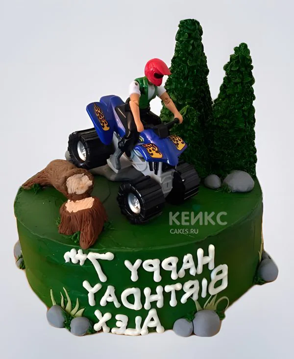 Торт квадроцикл с ёлками Фото
