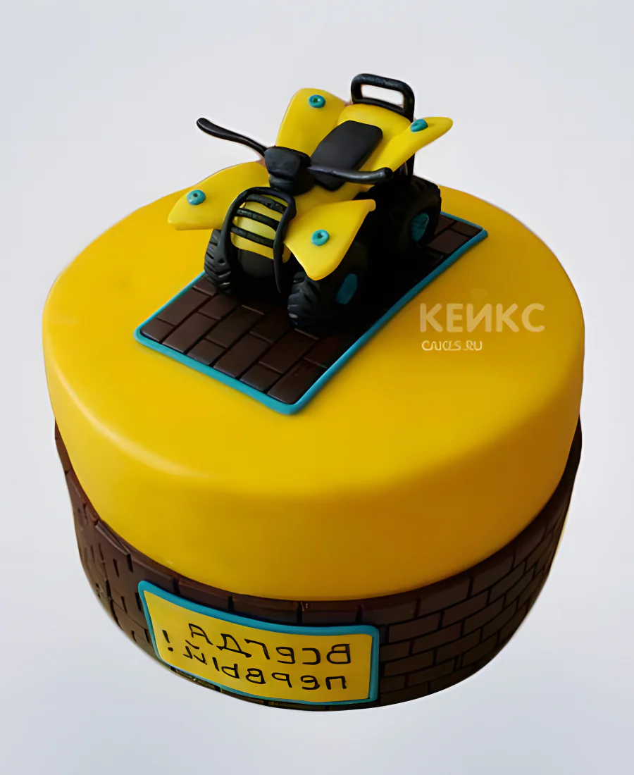 Желтый торт с квадроциклом Желтый торт с квадроциклом Фото