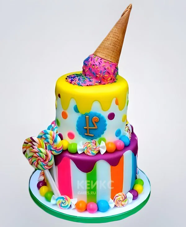 Торт летний с рожком мороженного Торт летний с рожком мороженного Фото