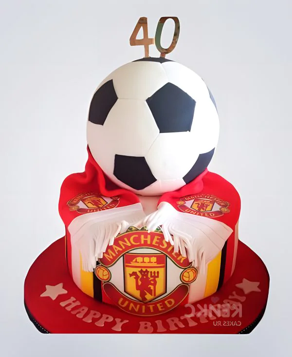 Торт Манчестер Юнайтед красный с мячом Торт Манчестер Юнайтед красный с мячом Фото