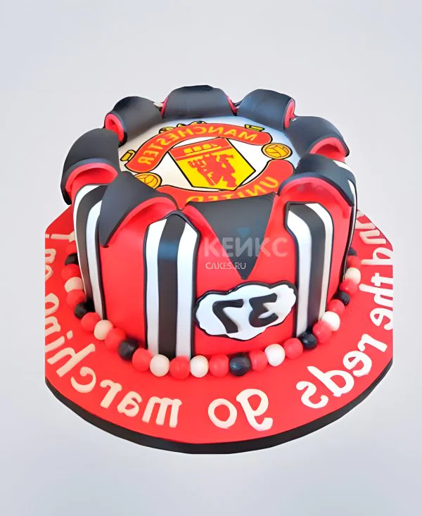 Прикольный торт Манчестер Юнайтед с логотипом Прикольный торт Манчестер Юнайтед с логотипом Фото
