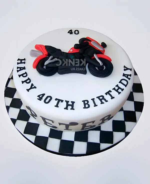 Торт с мотоциклом на юбилей мужчине Фото