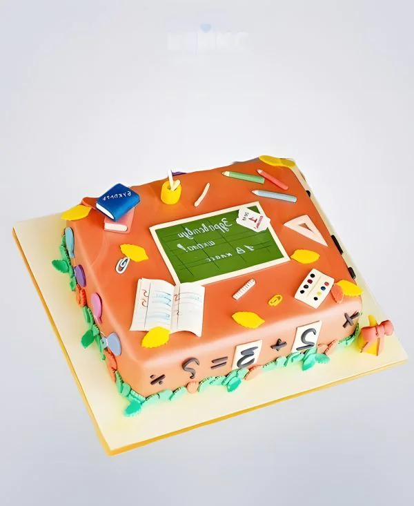 Торт на 1 сентября со школьной доской и цифрами Фото