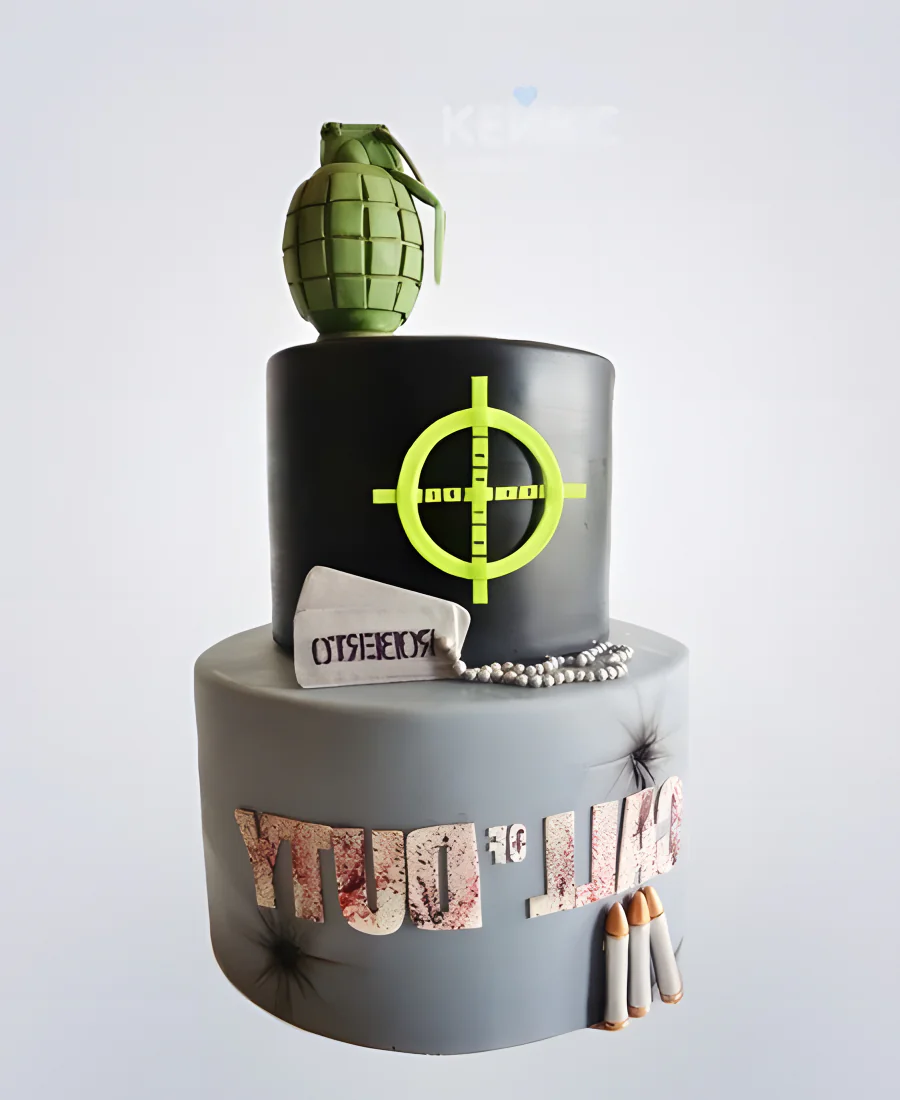 Торт на 23 февраля с гранатой и прицелом Торт на 23 февраля с гранатой и прицелом Фото