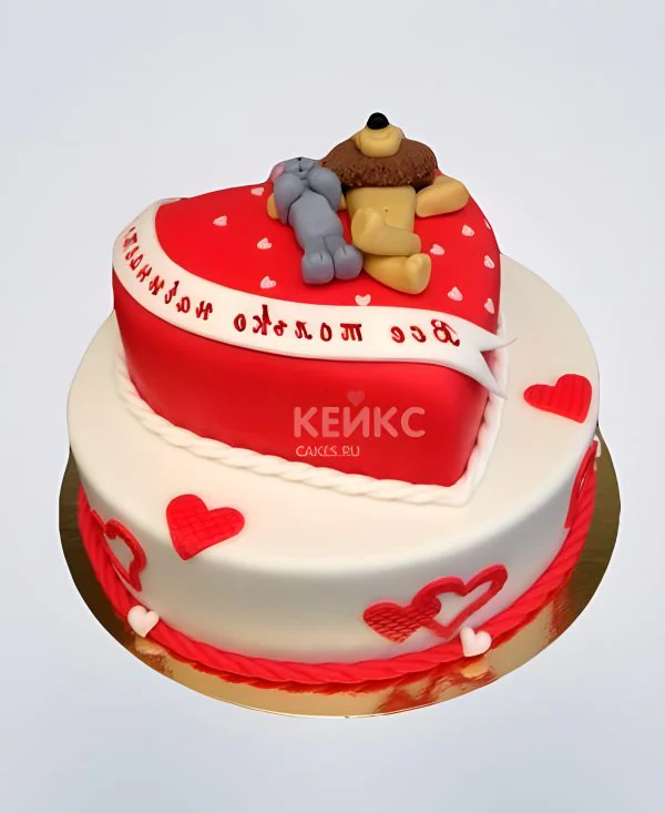 Двухъярусный торт на годовщину для пары Фото