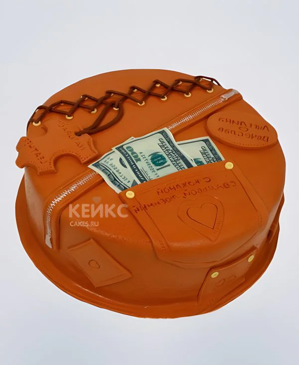Торт на кожаную свадьбу с деньгами Торт на кожаную свадьбу с деньгами Фото