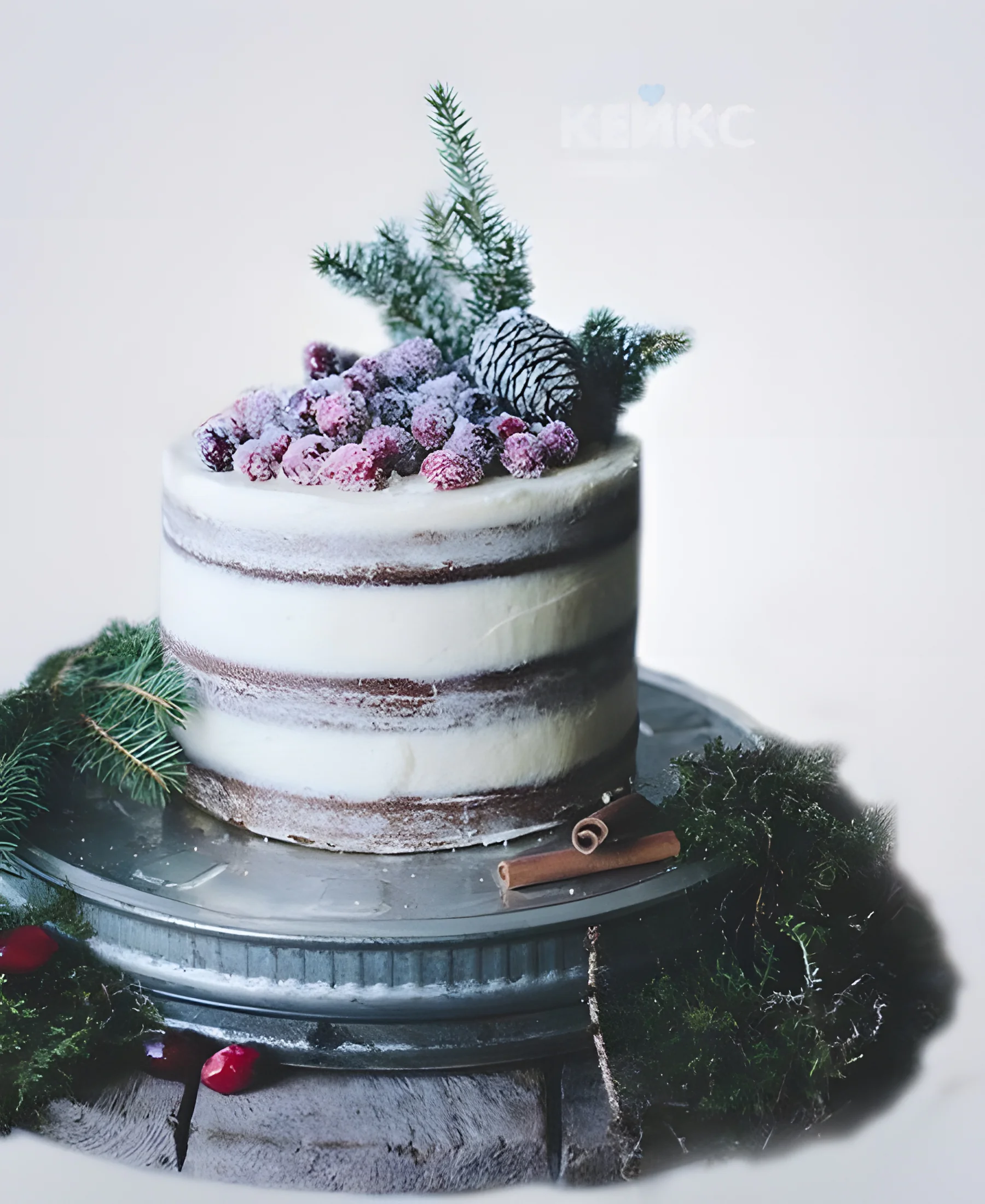 Красивый торт на новый год с шишками Фото