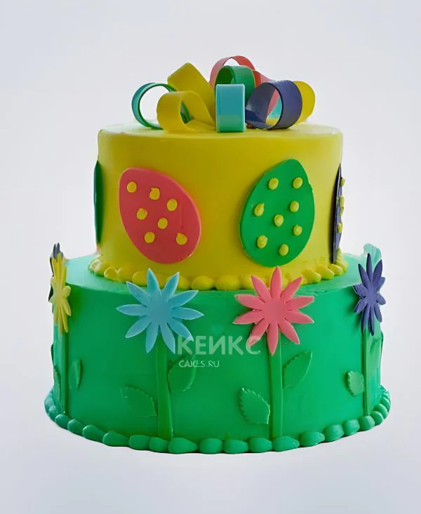 Двухъярусный торт на пасху Фото