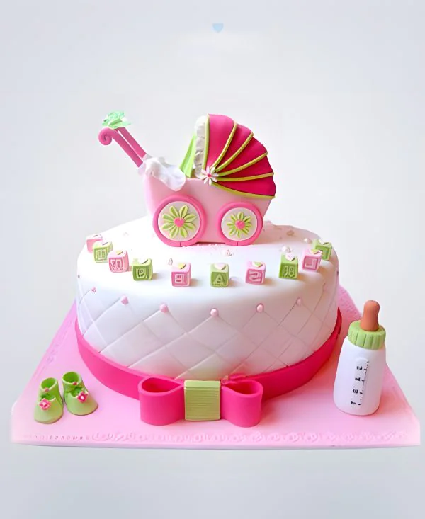 Розовый торт на рождение девочки Розовый торт на рождение девочки Фото