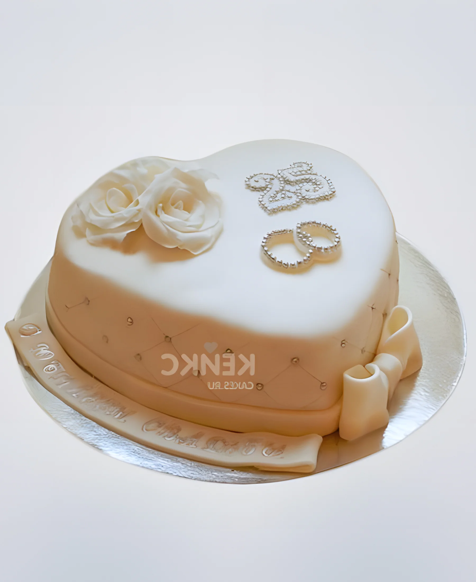 Красивейший торт на серебряную свадьбу с кольцами Фото