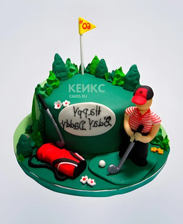 Торт зеленый для любителей гольфа Торт зеленый для любителей гольфа Фото