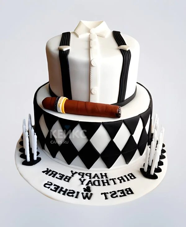Черно-белый торт с сигарой Черно-белый торт с сигарой Фото