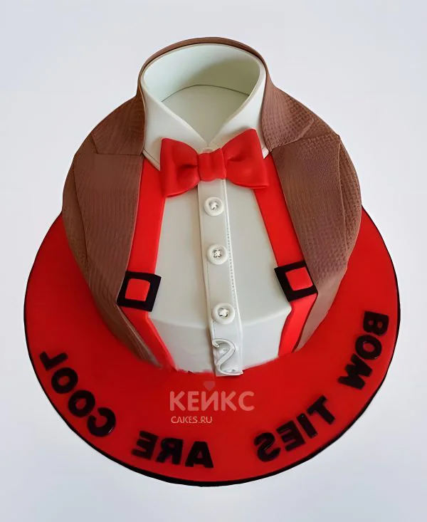 Торт в виде рубашки с красными подтяжками Торт в виде рубашки с красными подтяжками Фото