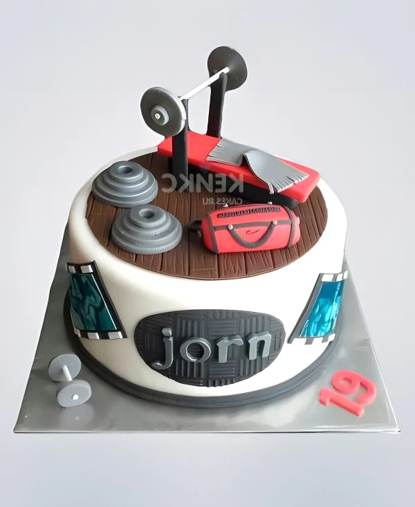Торт для парня с штангой и гирями Фото