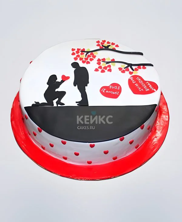 Белый торт с влюбленными Белый торт с влюбленными Фото
