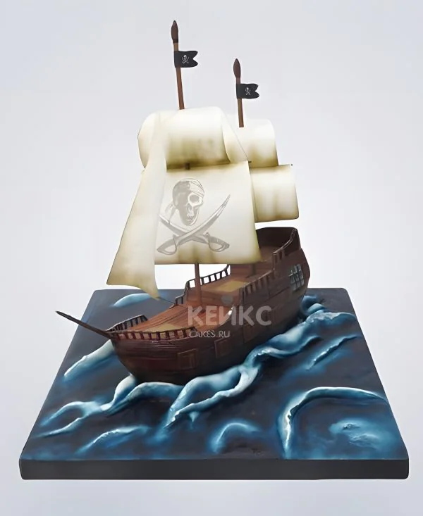 Торт Пиратский корабль в море Фото