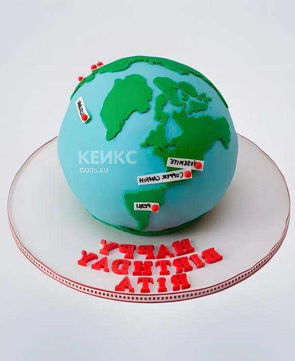 Оригинальный торт в виде планета Земля Фото