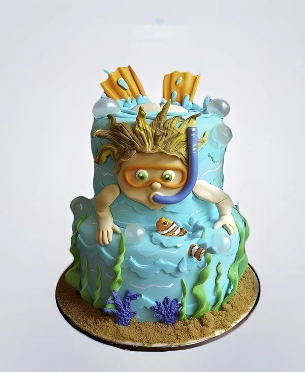 Торт плавание с человечком в маске Торт плавание с человечком в маске Фото