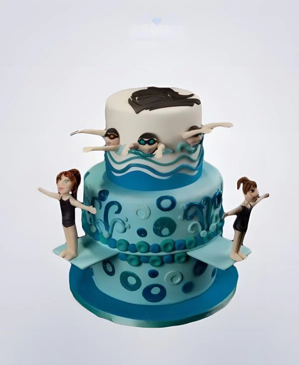 Торт плавание с фигурками девушек-пловчих Торт плавание с фигурками девушек-пловчих Фото