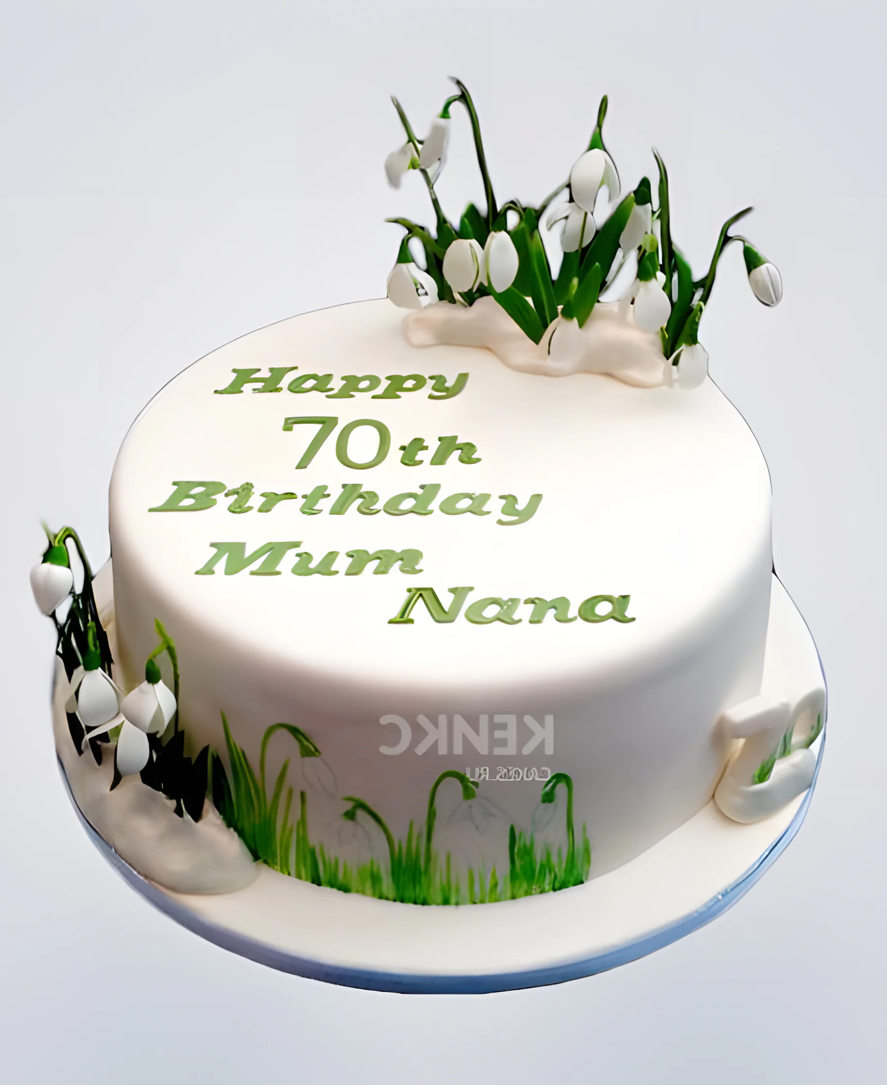 Торт с подснежниками и надписью Фото