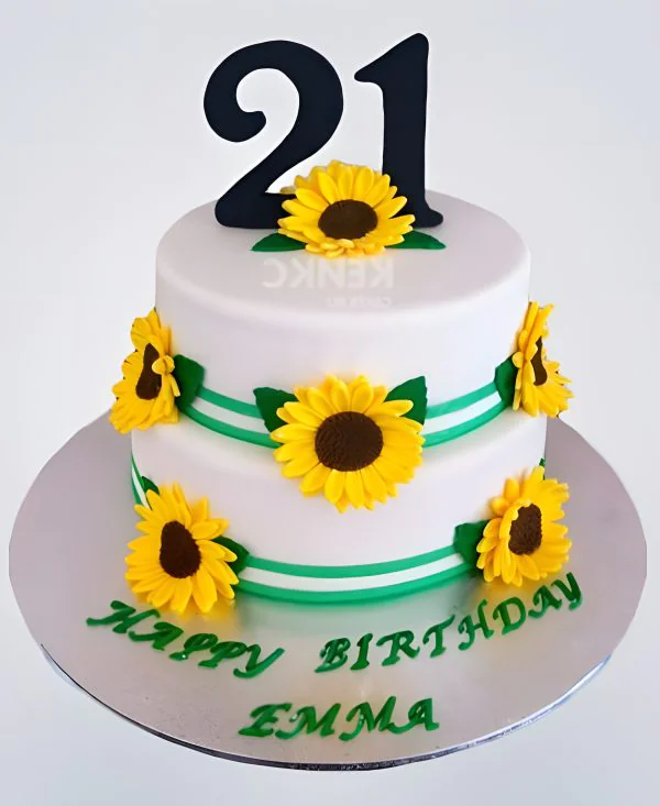 Торт с подсолнухами и цифрой Фото