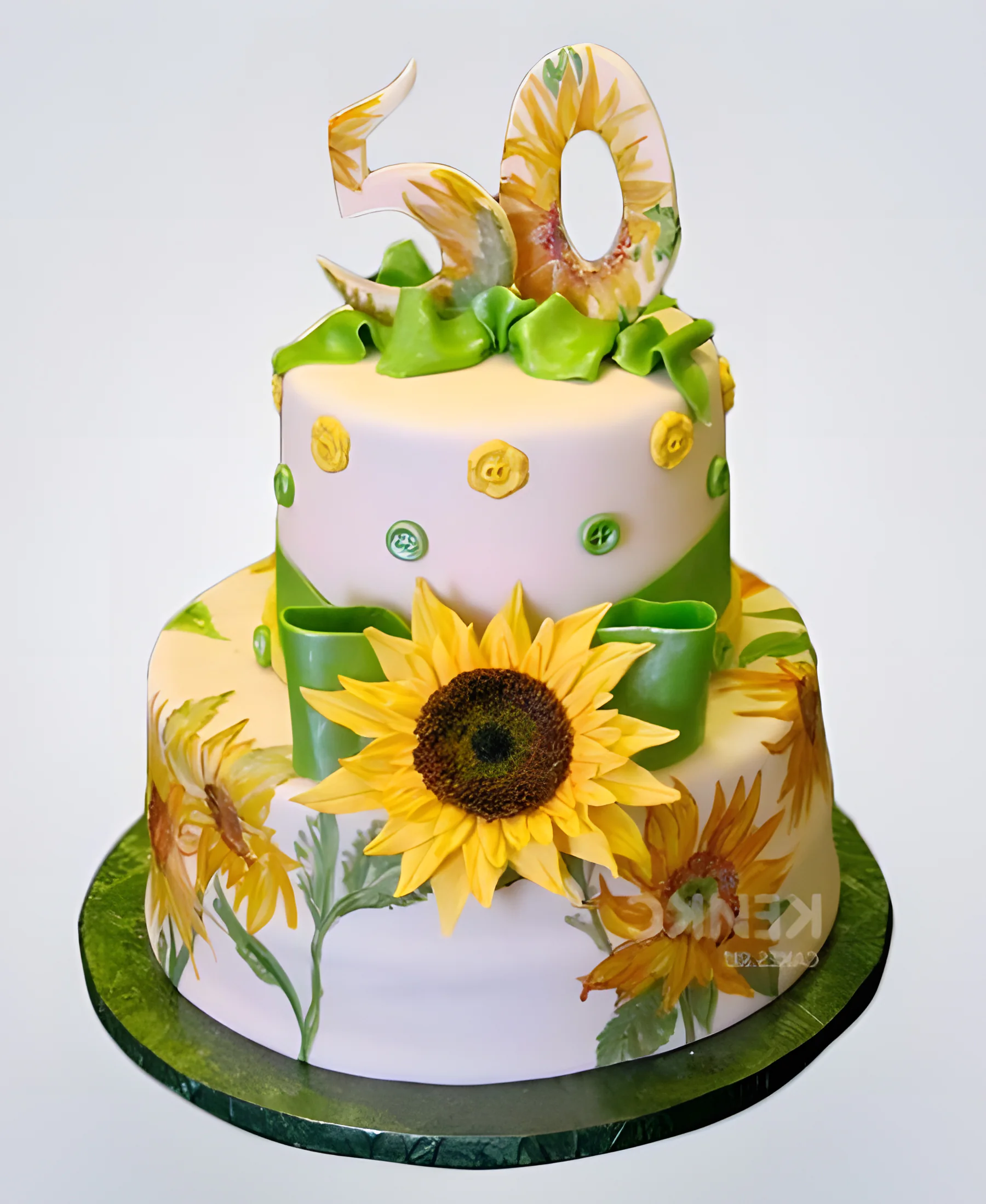 Яркий торт с подсолнухом и цифрой Фото