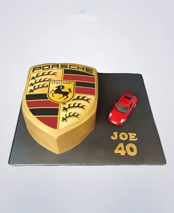 Торт красный Порше с эмблемой Фото