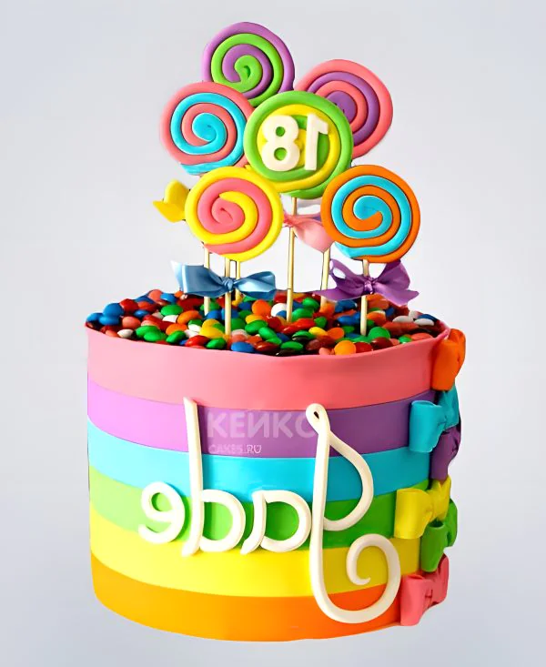 Радужный торт для девушки на 18 лет Радужный торт для девушки на 18 лет Фото