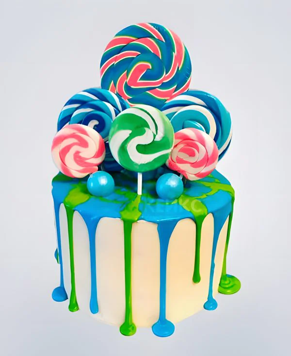 Торт с голубыми леденцами Фото