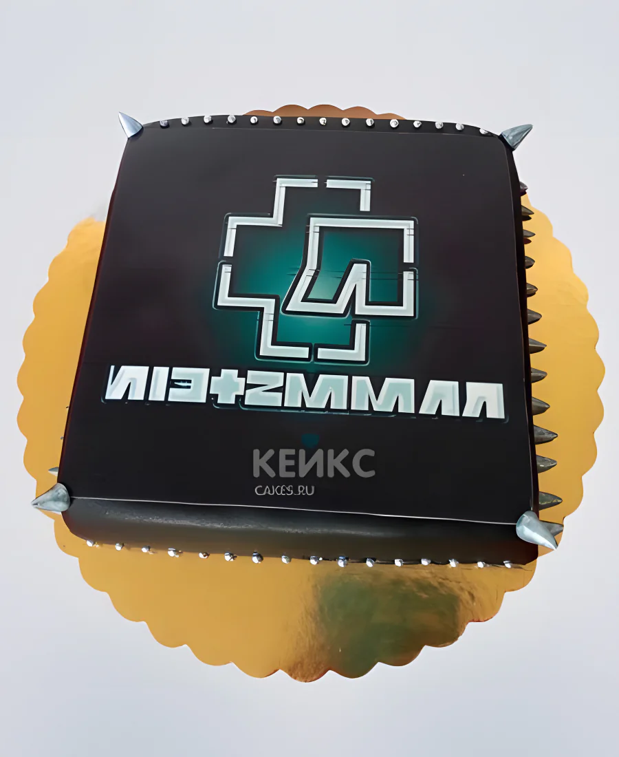 Торт Rammstein с логотипом из мастики Торт Rammstein с логотипом из мастики Фото