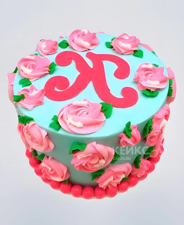 Торт розово-бирюзовый 10 Торт розово-бирюзовый 10 Фото