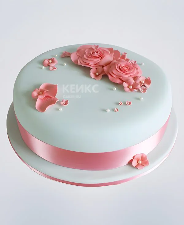 Минималистичный розово-бирюзовый торт Фото