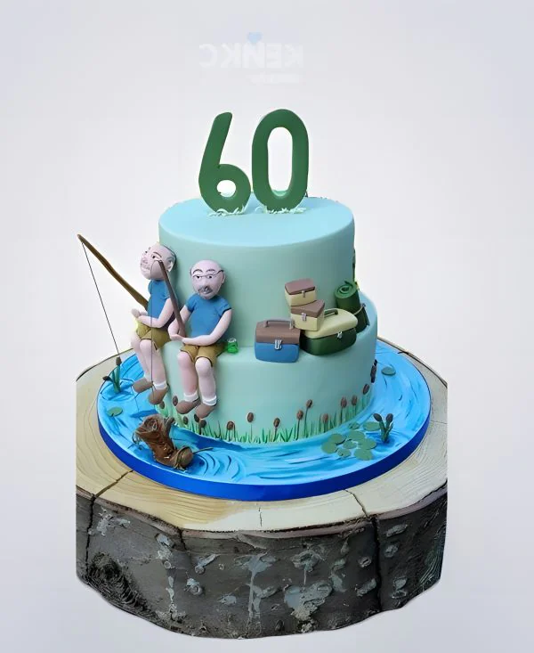 Торт с фигурками рыбаков Фото