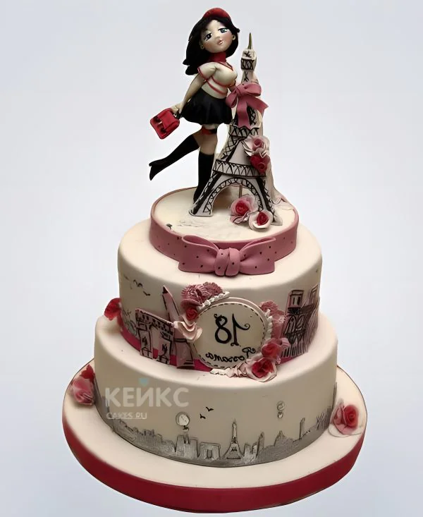Торт с Эйфелевой башней и француженкой Торт с Эйфелевой башней и француженкой Фото
