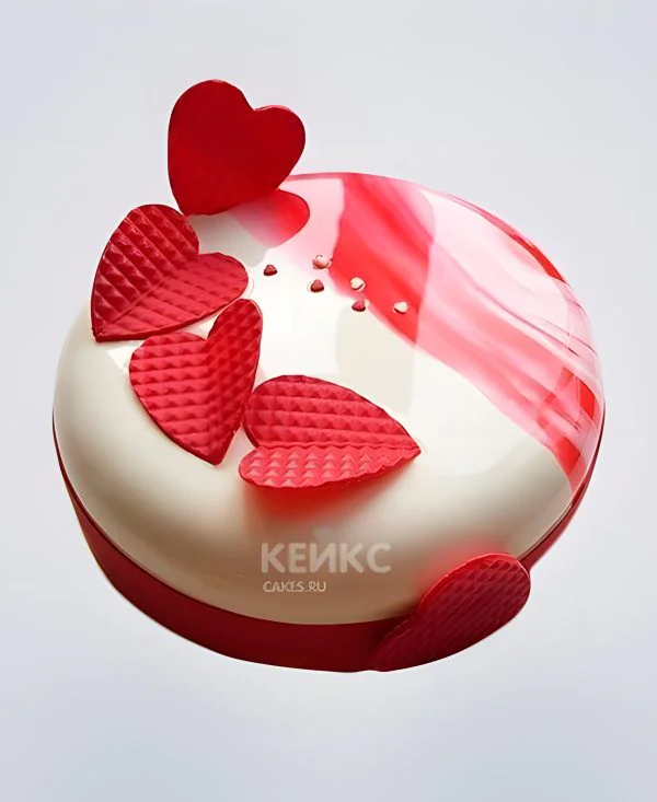Торт с глазурью и сердечками Фото
