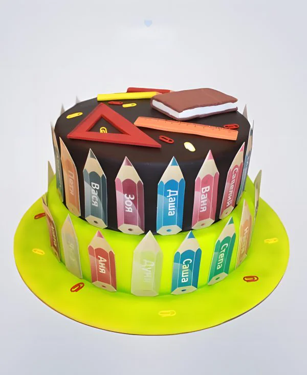 Торт на выпускной с именами на карандашах Торт на выпускной с именами на карандашах Фото