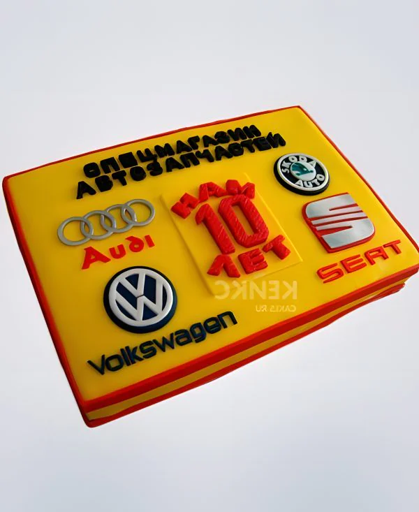 Прямоугольный торт с логотипом Фото