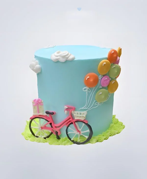 Торт Велосипед с воздушными шариками Торт Велосипед с воздушными шариками Фото