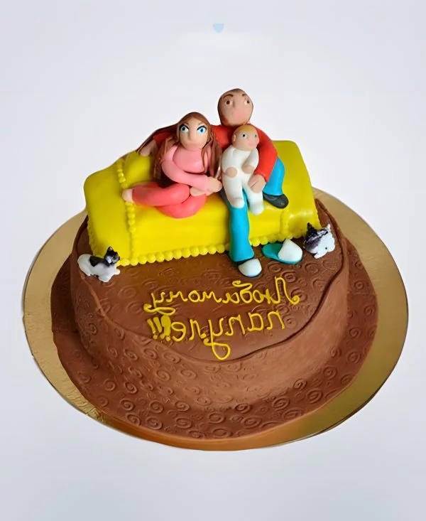 Торт шоколадный с желтым диваном Фото